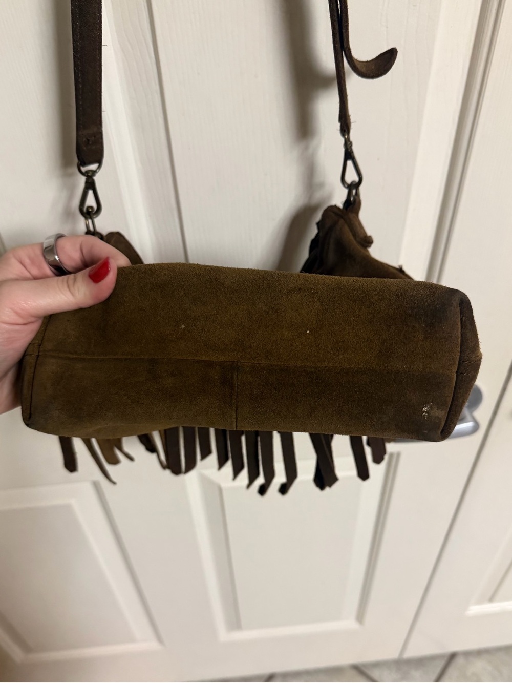 Madewell The Transport 100% Suede Fringe Cross Body Bag Boho Gypsy - Picture 5 of 7